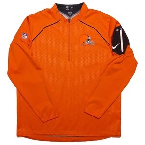 NIKE Cleveland Browns NFL 1/2 Zip Pullover Jacket Orange Men's XL